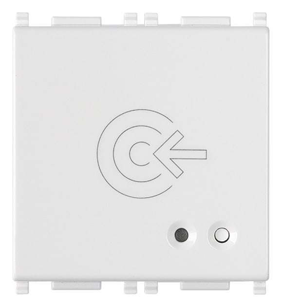 VIMAR - Fuoriporta RFID IoT bianco, lettore smart card, configurazione via app, Bluetooth 5.0, sistema mesh, 1 uscita relè, LED regolabile, 100-240 V, 2 moduli.