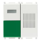 VIMAR - Pulsante Annullamento con Buzzer Antibatterico e Segnalatore Acustico per Circuiti NO e NC, Spia Verde - Materiale Antibatterico Bianco - 2 Moduli