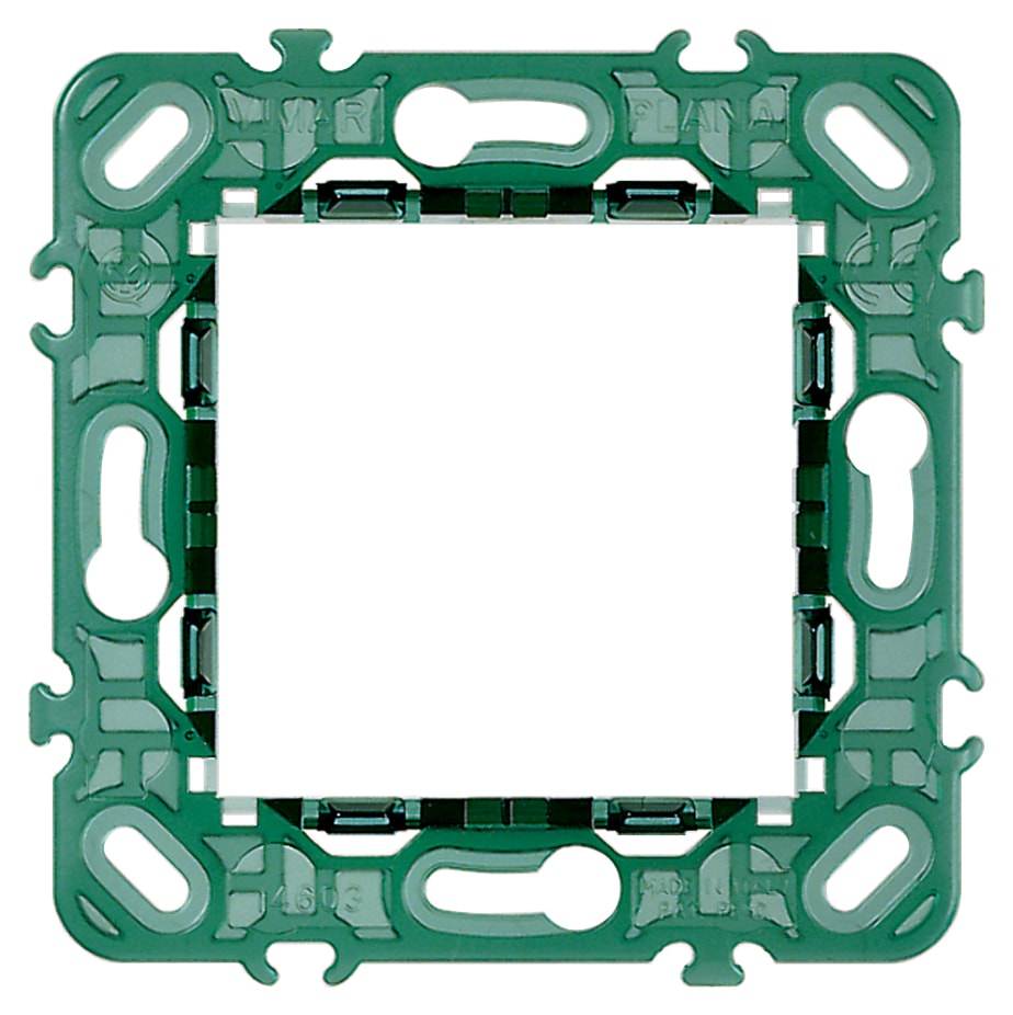 VIMAR - Supporto 2 Moduli Senza Viti per Scatole da Incasso 60mm o 56x56mm Interasse 71mm Componibile Apparecchi Orizzontali o Verticali 14603