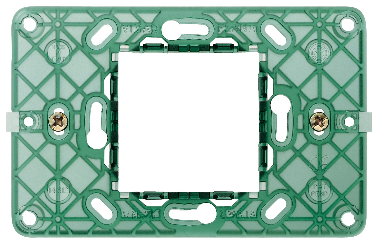 VIMAR - Supporto 2 Moduli Centrali con Viti per Scatole Incasso 3 Moduli e Interasse 60mm o 56x56mm, Apparecchi Agganciabili Orizzontalmente o Verticalmente