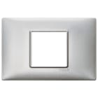 VIMAR - Placca 2 Moduli Centrali in Metallo Silver