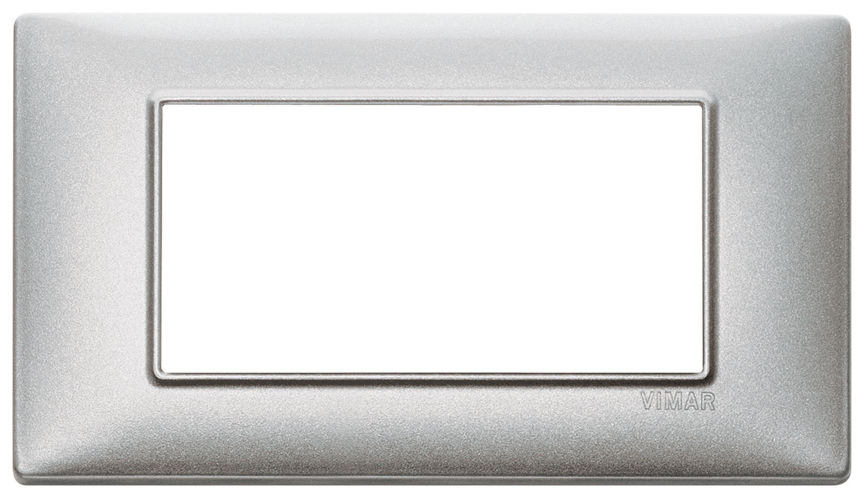 VIMAR - Placca 4 Moduli Tecnopolimero Silver - Pannello Interruttori Design Moderno