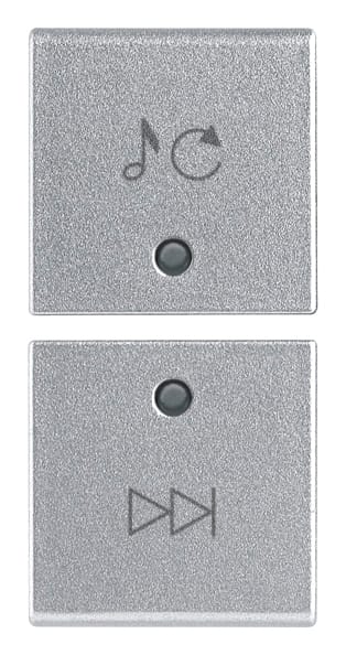 VIMAR - Due Mezzi Tasti Intercambiabili 1 Modulo Sorg./Traccia Simboli Cambio Funzione Silver