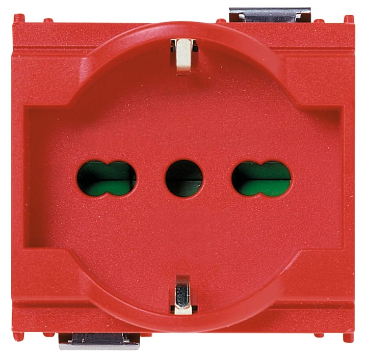 VIMAR - Presa Universale Rosso Sicury 16A 250V~ Standard Italiano P40 - 2 Moduli 16211.R
