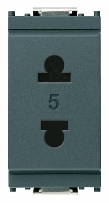 VIMAR - Presa Standard Euroamericano 2P 15A Grigio con Spinotti Paralleli Ø4,8Mm