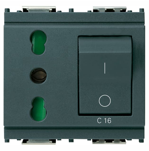 VIMAR - PRESA 2P+T 16A P17/11 INTB+MT C16 GRIGIO 16273