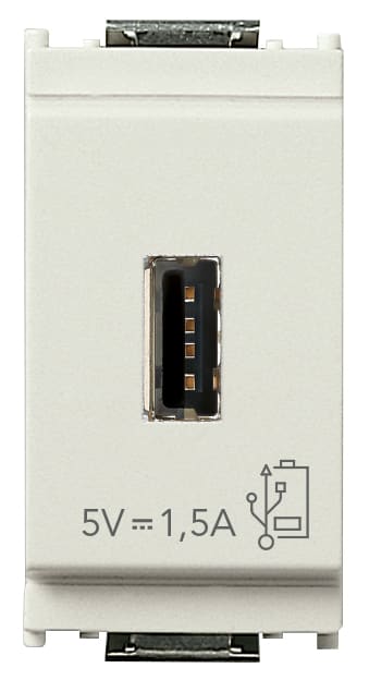 VIMAR - Unità di Alimentazione USB 5V 1,5A Bianco per Dispositivi Elettronici con Uscita Frontale