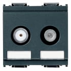 VIMAR - Presa TV-RD-SAT diretta 2 uscite grigio, coassiale 5-2400 MHz, demiscelata, attenuazione 1 dB, passaggio corrente e segnali 24 V 500 mA max.