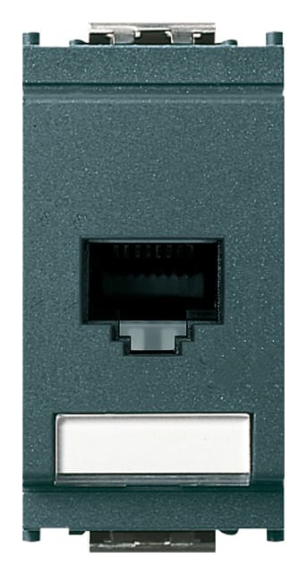VIMAR - Presa RJ45 Grigio Netsafe Cat5E UTP - Connettore Universale T568A/B, 8 Contatti, Morsetti Ad Incisione D'Isolante 16359.11