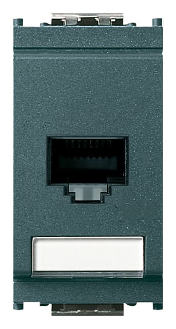 VIMAR - Presa RJ45 Netsafe Cat6 UTP Grigio - Connettore Universale T568A/B, 8 Contatti, Morsetti Ad Incisione d'Isolante Compatibile 110 16359.6