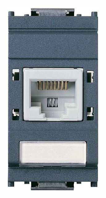 VIMAR - Presa RJ45 R&M Cat5e UTP grigio con connettore Freenet system, non schermata, cablaggio T568A/B, 8 contatti, morsetti ad incisione d'isolante. 16365.1