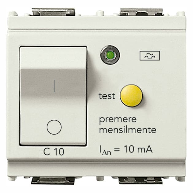 VIMAR - Interruttore Automatico Magnetotermico Differenziale 1P+N C10 10Ma Bianco - 2 Moduli
