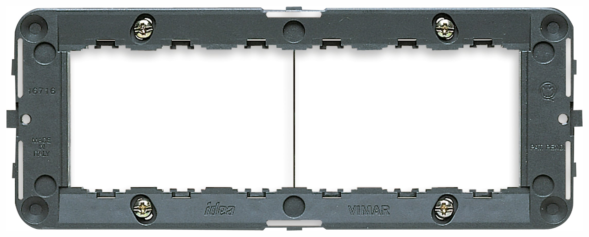 VIMAR - Supporto 6 Moduli con Viti per Scatole 6/7 Moduli Grigio 16716