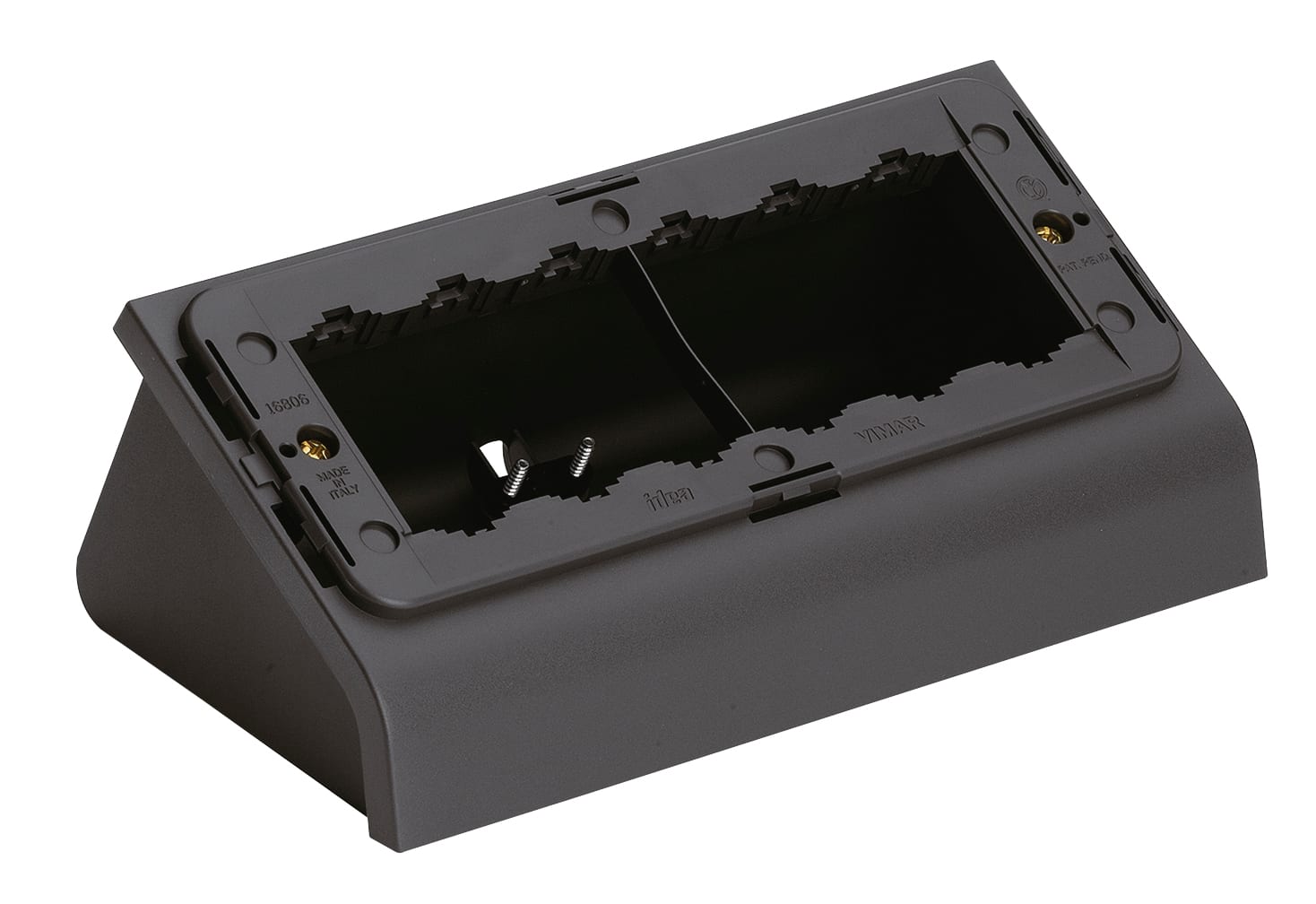 VIMAR - Scatola da Tavolo Grigio Inclinata con Serracavo e Supporto per 6 Moduli 16806