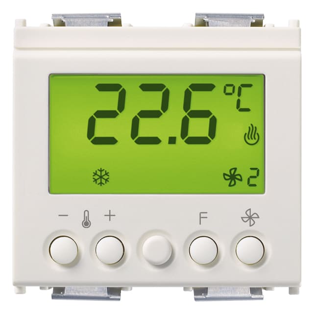 VIMAR - Termostato KNX bianco, elettronico per controllo ON/OFF di 2 zone, domotica KNX, classe I, 1 uscita relè NO 4A 24V, 1 ingresso sensore, 2 moduli. 16915.B