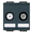 VIMAR - Presa TV-RD-SAT diretta 2 uscite grigio, 5-2400 MHz, demiscelata, attenuazione 1 dB, passaggio corrente 24 V 500 mA max, 2 moduli ridotti. 17067.01