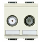 VIMAR - Presa TV-RD-SAT passante bianco, 5-2400 MHz, demiscelata, 2 uscite, connettore maschio TV-RD, tipo F femmina SAT, attenuazione 10 dB, 2 moduli ridotti. 17067.10.B