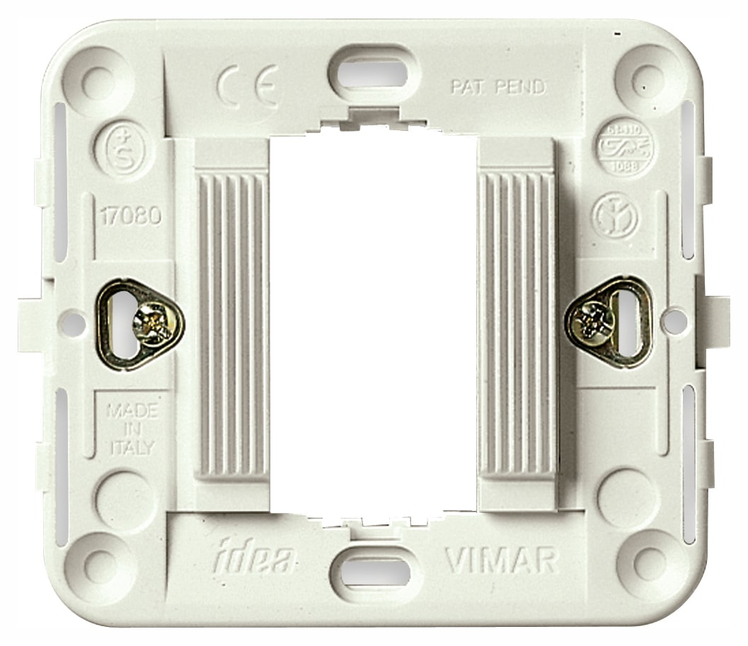 VIMAR - Supporto Rigato 1M con Griffe Bianco per Scatole Incasso Rotonde Ø 60 Mm o Parete 09971 17081.B