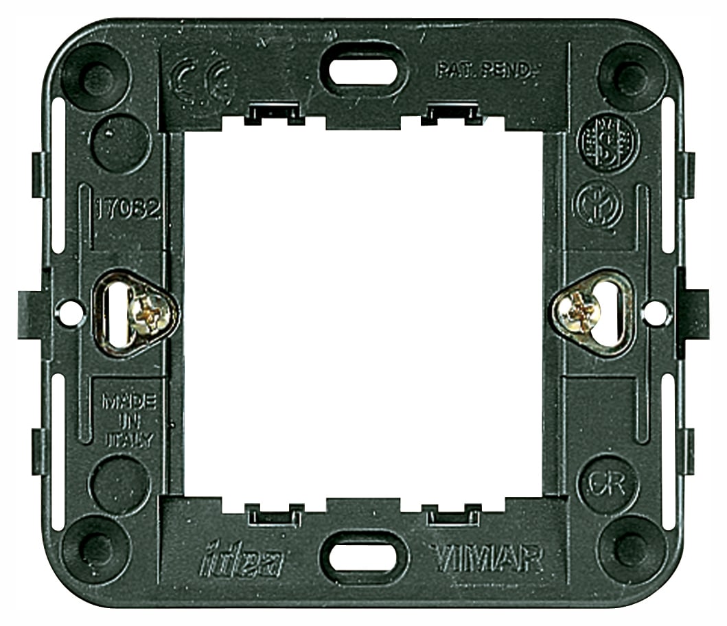 VIMAR - Supporto 2 Moduli Ridotti con Griffe per Scatole Incasso Rotonde Ø 60 mm o Parete 09971 Grigio 17082