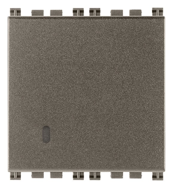 VIMAR - Devaitore 1P 10Ax 2M Metal Illuminabile Tasto Sostituibile 2 Moduli 100W Lampade Alimentatore Integrato