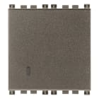 VIMAR - Deviatore 1P 20Ax 2M Metal Illuminabile Tasto Sostituibile 2 Moduli 250W Lampade Alimentatore Integrato 19006.2.M