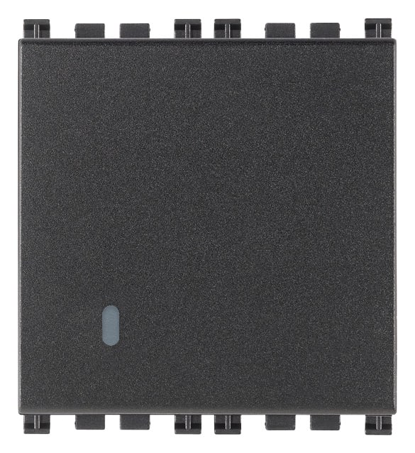 VIMAR - Deviatore 1P 20Ax 2M Grigio Illuminabile Tasto Sostituibile 250V 2 Moduli 250W Lampade Alimentatore Integrato 19006.2