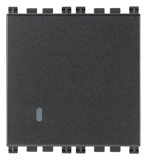 VIMAR - Invertitore 1P 16Ax 2M Grigio Illuminabile Tasto Sostituibile 250 V~ 2 Moduli 200 W Lampade Alimentatore Integrato 19013.2