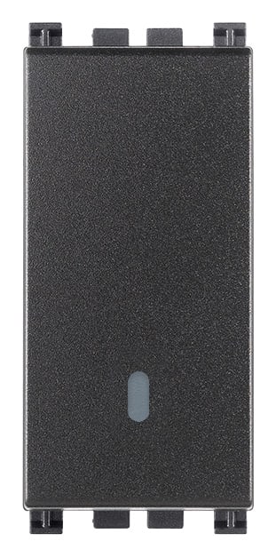 VIMAR - Invertitore 1P 16Ax Grigio Illuminabile Tasto Sostituibile Materiale Antibatterico 250 V~ 200 W Lampade Alimentatore Integrato 19013.AB