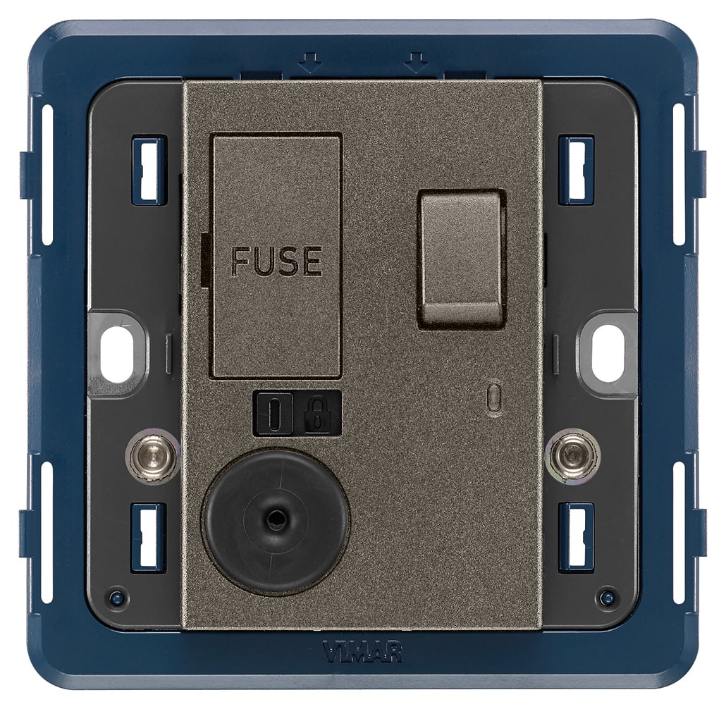 VIMAR - Unità di Connessione 13A Interruttore Spia Metal Uscita Cavo Fusibile Supporto Installazione Placca 3 Moduli 19049.L.M