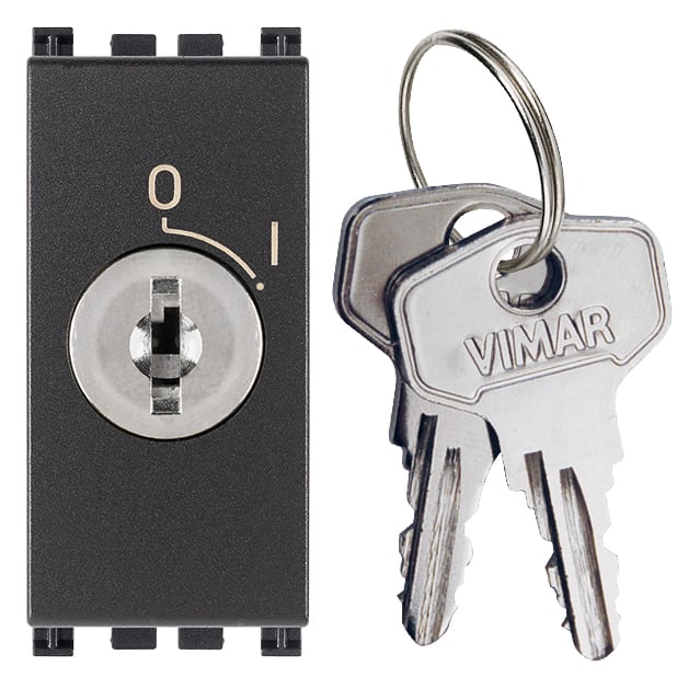 VIMAR - Pulsante 2P 16A +Chiave Grigio - 250V~, Estraibile Solo Posizione O