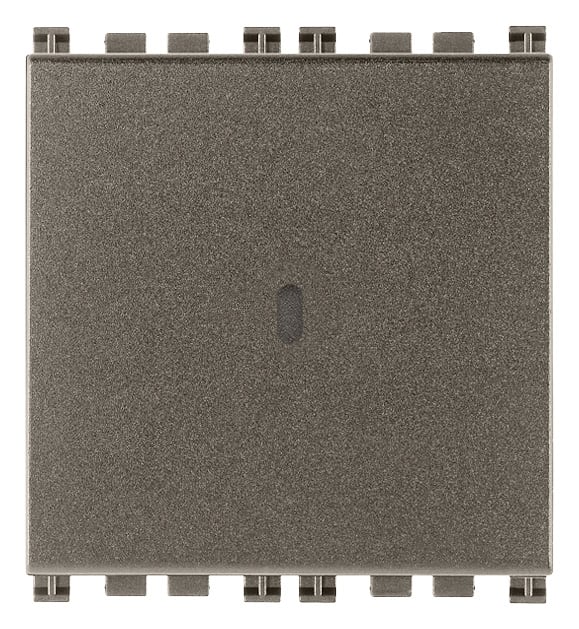 VIMAR - Deviatore 1P 10Ax Assiale Metal Illuminabile Tasto Sostituibile 250V~ 2 Moduli 100W Lampade con Alimentatore Integrato 19104.2.M