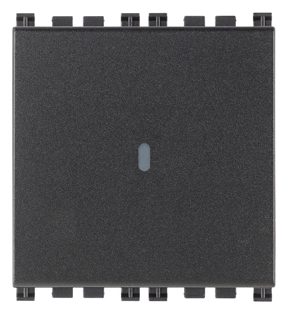 VIMAR - Invertitore 1P 16Ax Assiale Grigio - 250 V~ Illuminabile, Tasto Sostituibile, 2 Moduli, Max 200 W Per Lampade Con Alimentatore Integrato 19113.2
