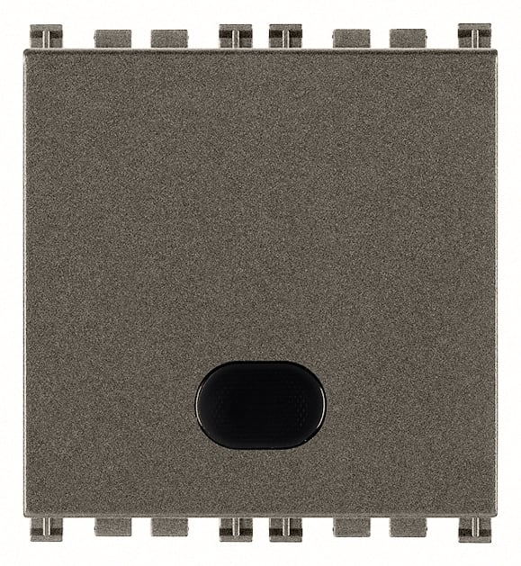 VIMAR - Pulsante set/reset metal per emergenza, individuazione al buio, 2 uscite relè NO 5A 250V, alimentazione 12V~ 50-60Hz o 12-24V d.c., 2 moduli.