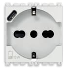 VIMAR - Presa Universale con USB C Bianco Sicury Standard Italiano 16A 250V 15W 3A 5V 1 Uscita Elettronici 2 Moduli 19210.USB.B