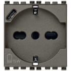 VIMAR - Presa Universale con Usb C Metal Sicury Standard Italiano P40, Alimentatore 15 W 3 A 5 V Uscita Tipo C Dispositivi Elettronici 2 Moduli 19210.USB.M