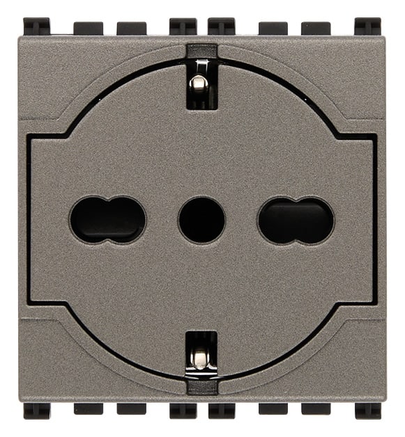 VIMAR - PRESA 2P+T P40 UNIVERSALE A FILO METAL 19211.M