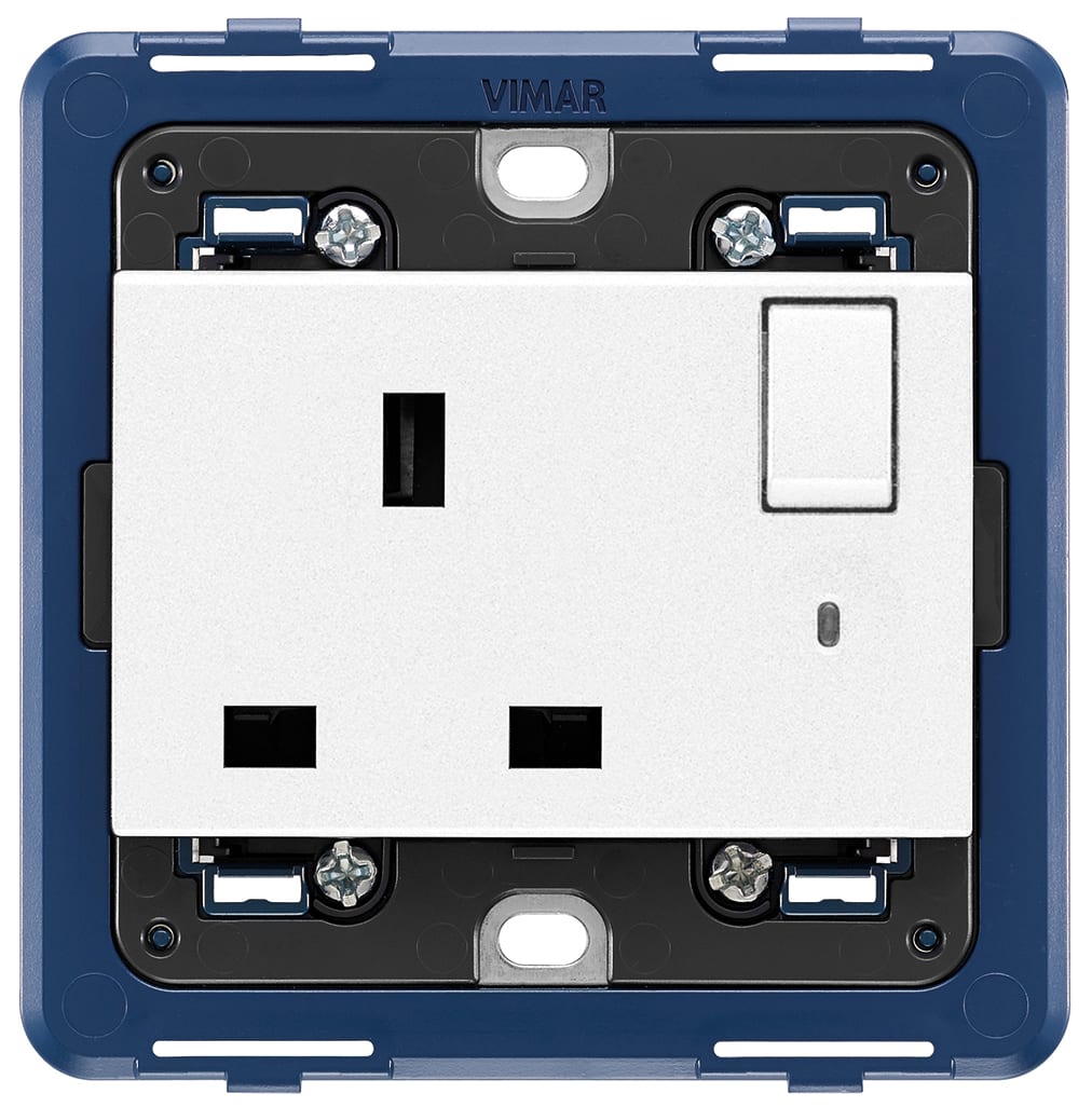 VIMAR - PRESA 2P+T 13A INGLESE INTER+SPIA BIANCO 19221.L.B