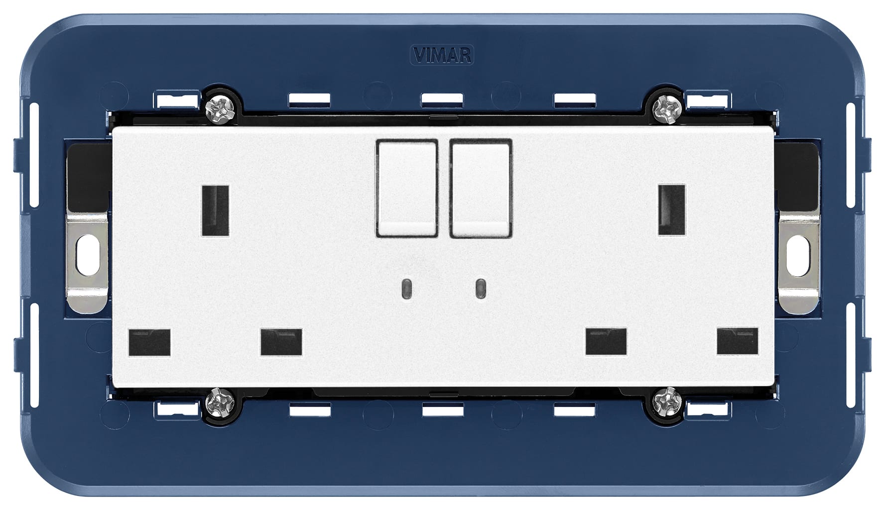 VIMAR - 2 PRESE 2P+T 13A INGLESE INT+SPIA BIANCO 19222.L.B