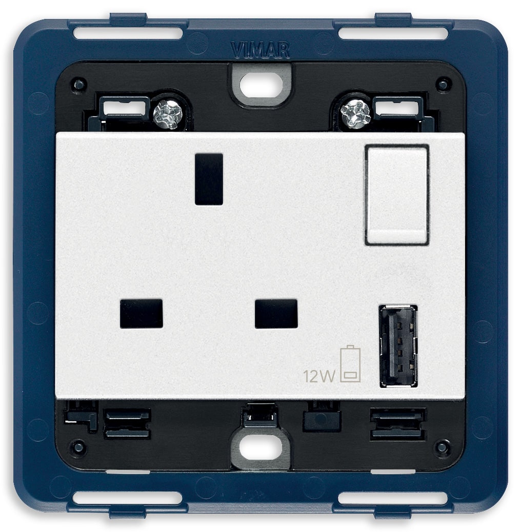 VIMAR - PRESA 2P+T 13A BS+INT.ROSSO+USB A BIANCO