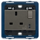 VIMAR - PRESA 2P+T 13A BS+INT.ROSSO+USB C METAL