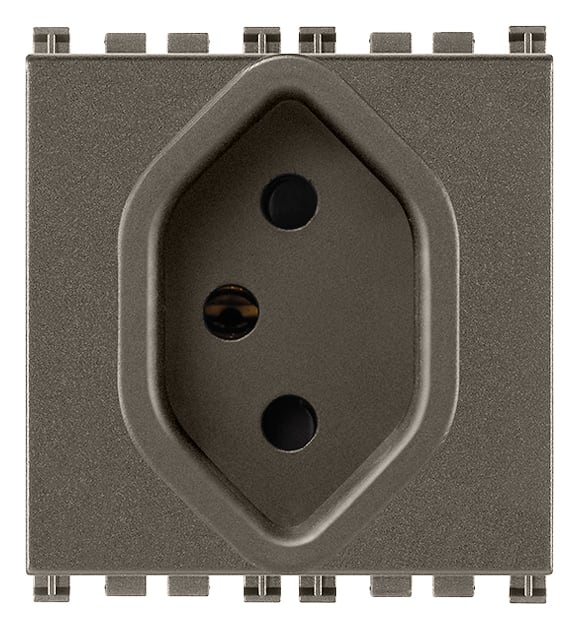 VIMAR - Presa Sicury 2P+T 10A Svizzero 13 Metal - Standard Tipo 13, 250 V~, 2 Moduli