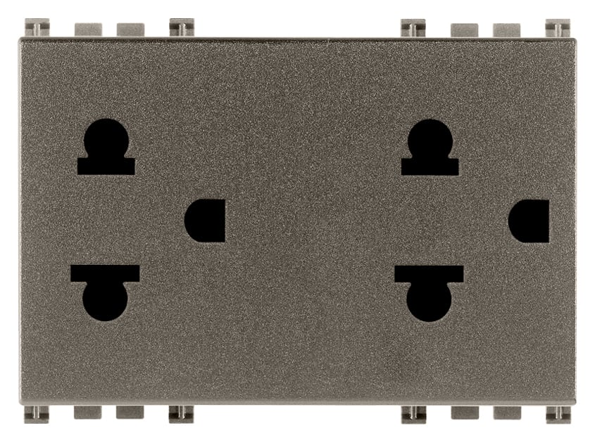 VIMAR - DUE PRESE SICURY 2P+T 16A USA+EU METAL 19249.M