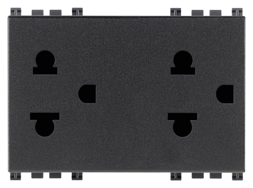 VIMAR - Due Prese Sicury 2P+T 16A Grigio Standard Euroamericano Polarizzato 3 Moduli