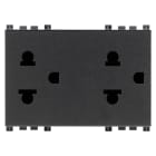 VIMAR - Due Prese Sicury 2P+T 16A Grigio Standard Euroamericano Polarizzato 3 Moduli