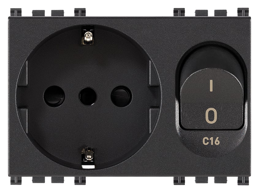 VIMAR - PRESA 2P+T 16A P30 INTB+MT C16 GRIGIO 19276