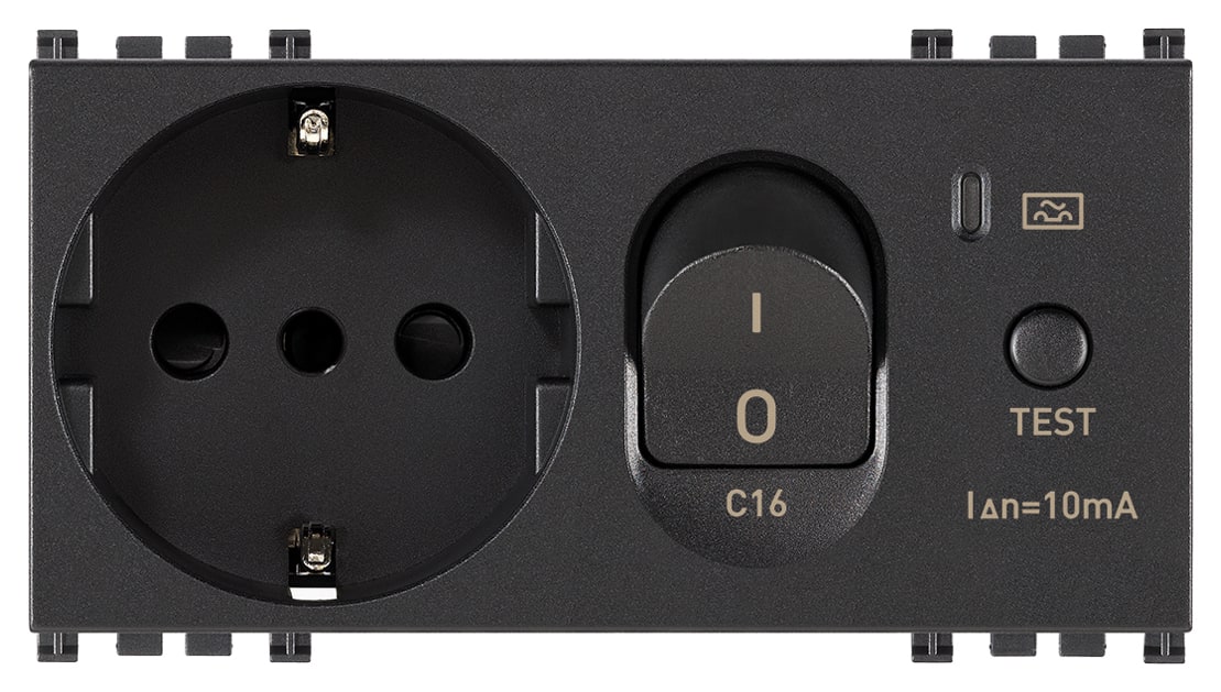 VIMAR - Presa Sicury 2P+T 16A Standard Italiano P30 Grigio - Interruttore Magnetotermico Differenziale 1P+N C 16A 230V 50Hz 10mA 3000A 4 Moduli 19286