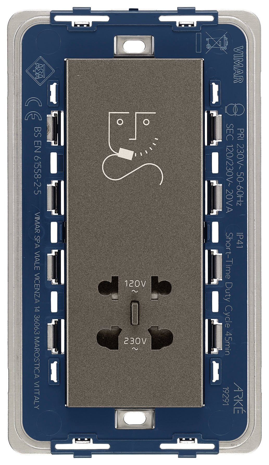 VIMAR - PRESA PER RASOIO VERTICALE 230V METAL