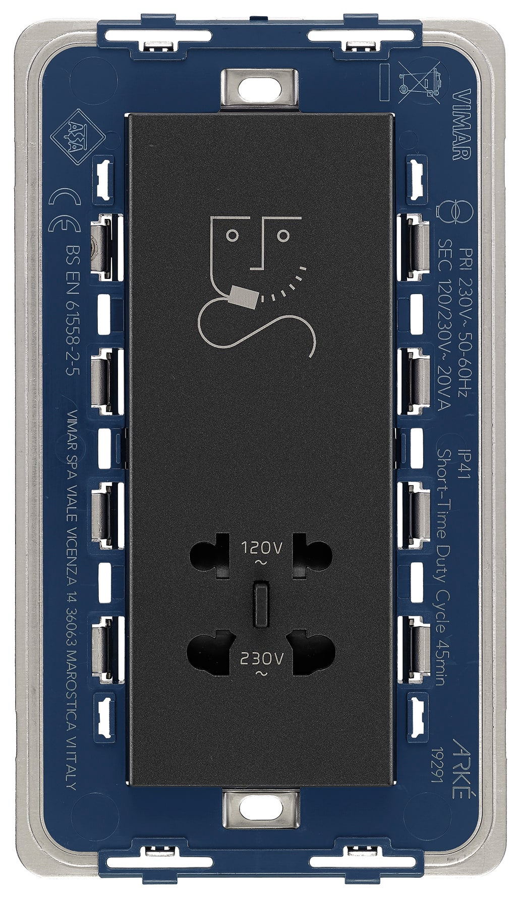 VIMAR - PRESA PER RASOIO VERTICALE 230V GRIGIO