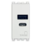 VIMAR - Alimentatore USB 15W 3A 5V per Dispositivi Elettronici con Uscita Tipo A e Tipo C, Bianco Antibatterico