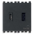 VIMAR - Alimentatore USB 15W 3A 5V Grigio - Ottimizzato per Caricare Tablet e Smartphone Contemporaneamente